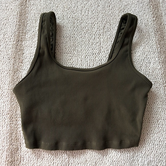 Offline Tops - olive green ribbed crop top offline aerie